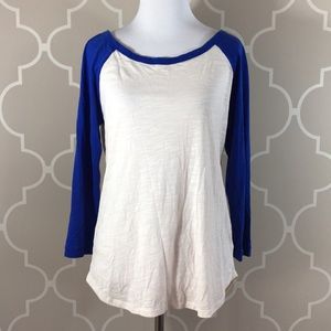 American Eagle M zip-back baseball tee 3/4 sleeve